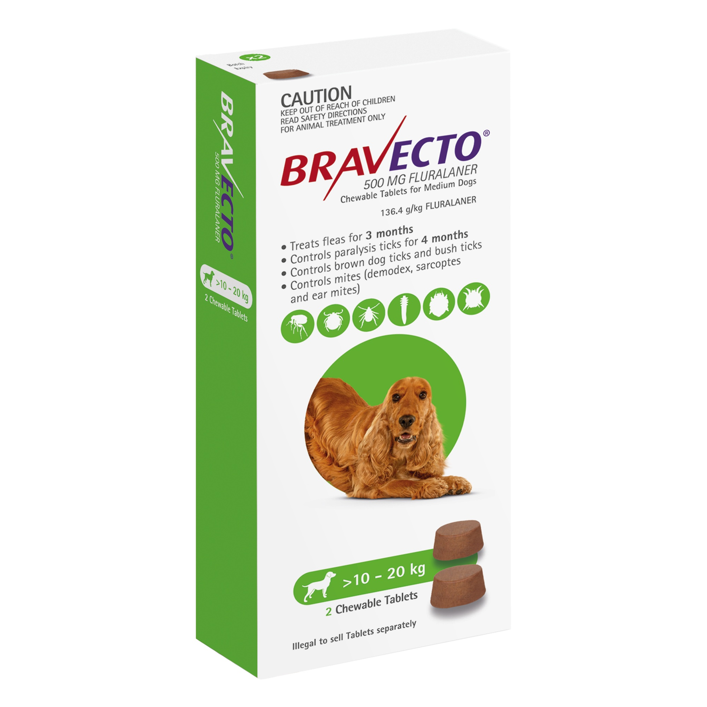 Bravecto Chewables For Dogs 22-44lbs (10-20kg)