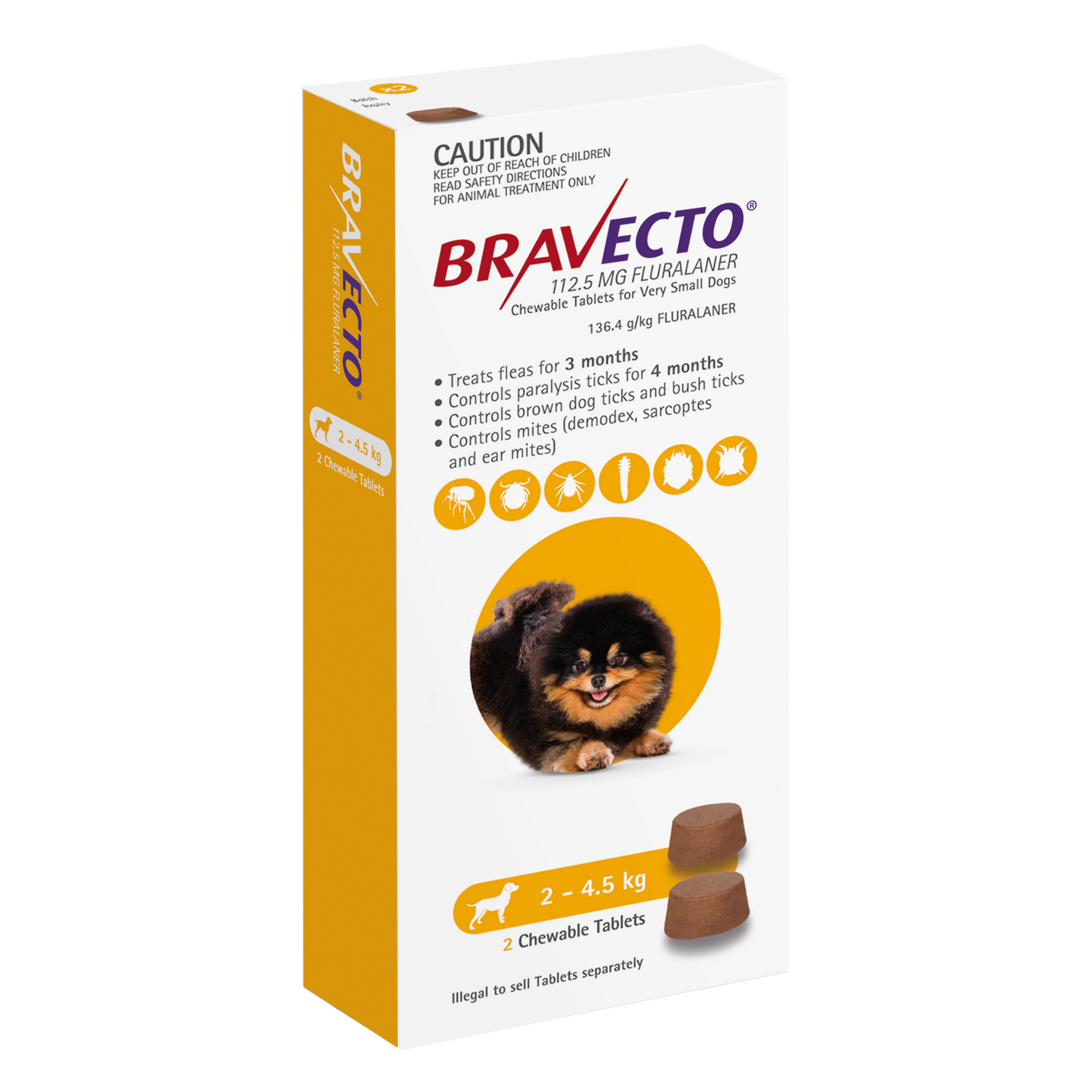 Bravecto Chewables For Dogs 4.4-9.9lbs (2-4.5kg)