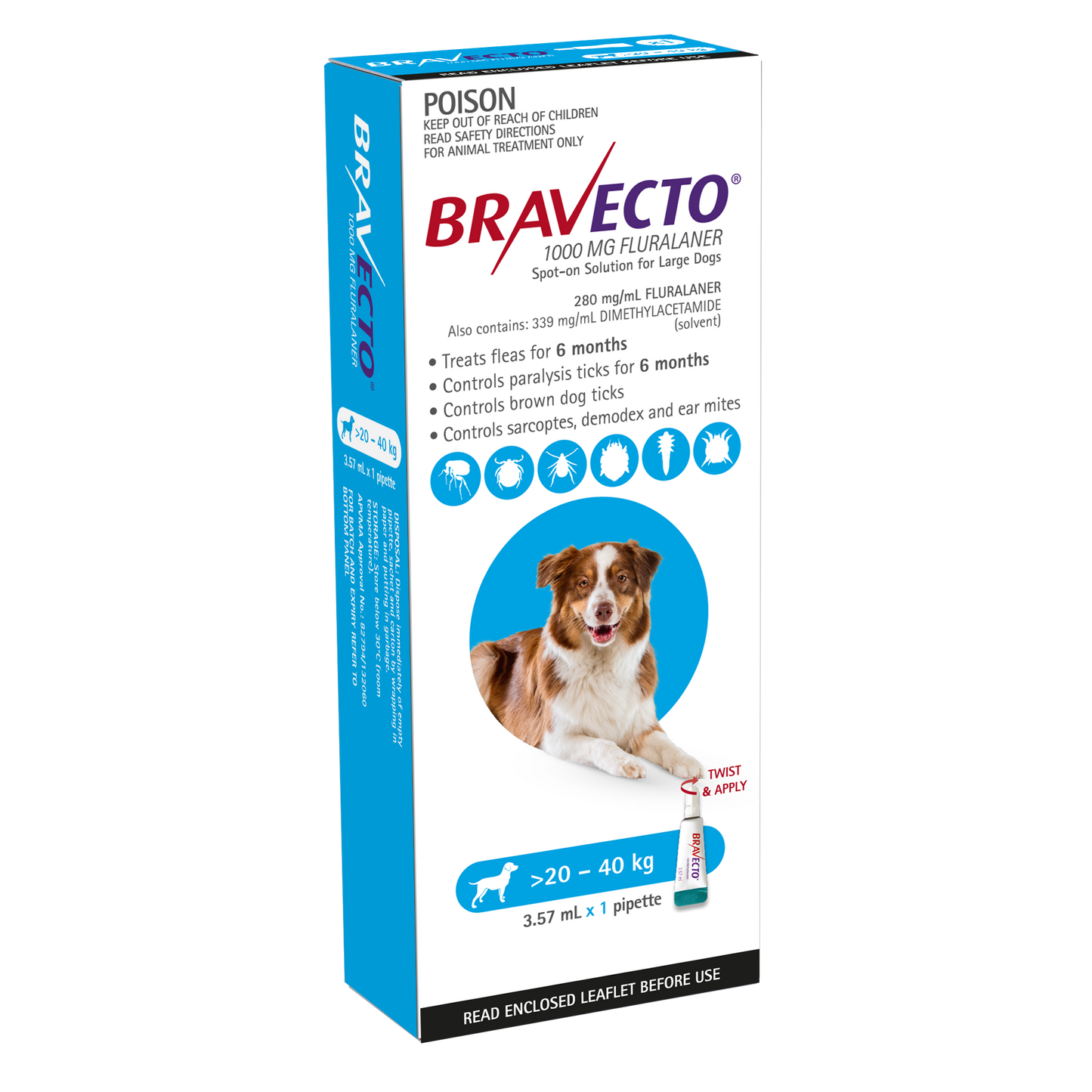 Bravecto Spot-On for Dogs, 44-88lbs (20-40kg)
