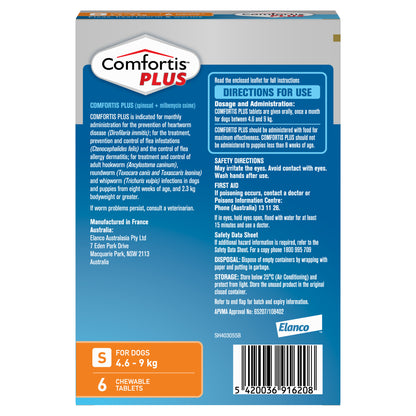 Comfortis Plus Chewable Tablet for Dogs, 10.1-20 lbs, (4.6-9kg)