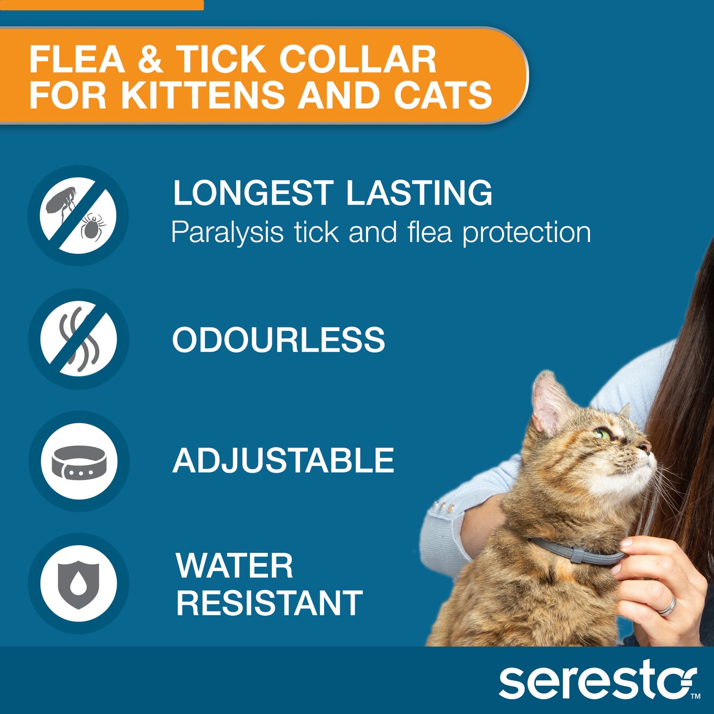 Seresto Flea and Tick Collar for Cats and Kittens (Orange)