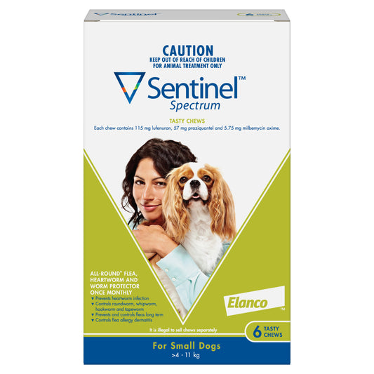 Sentinel Spectrum Chew for Dogs, 8.1-25 lbs, (Green)