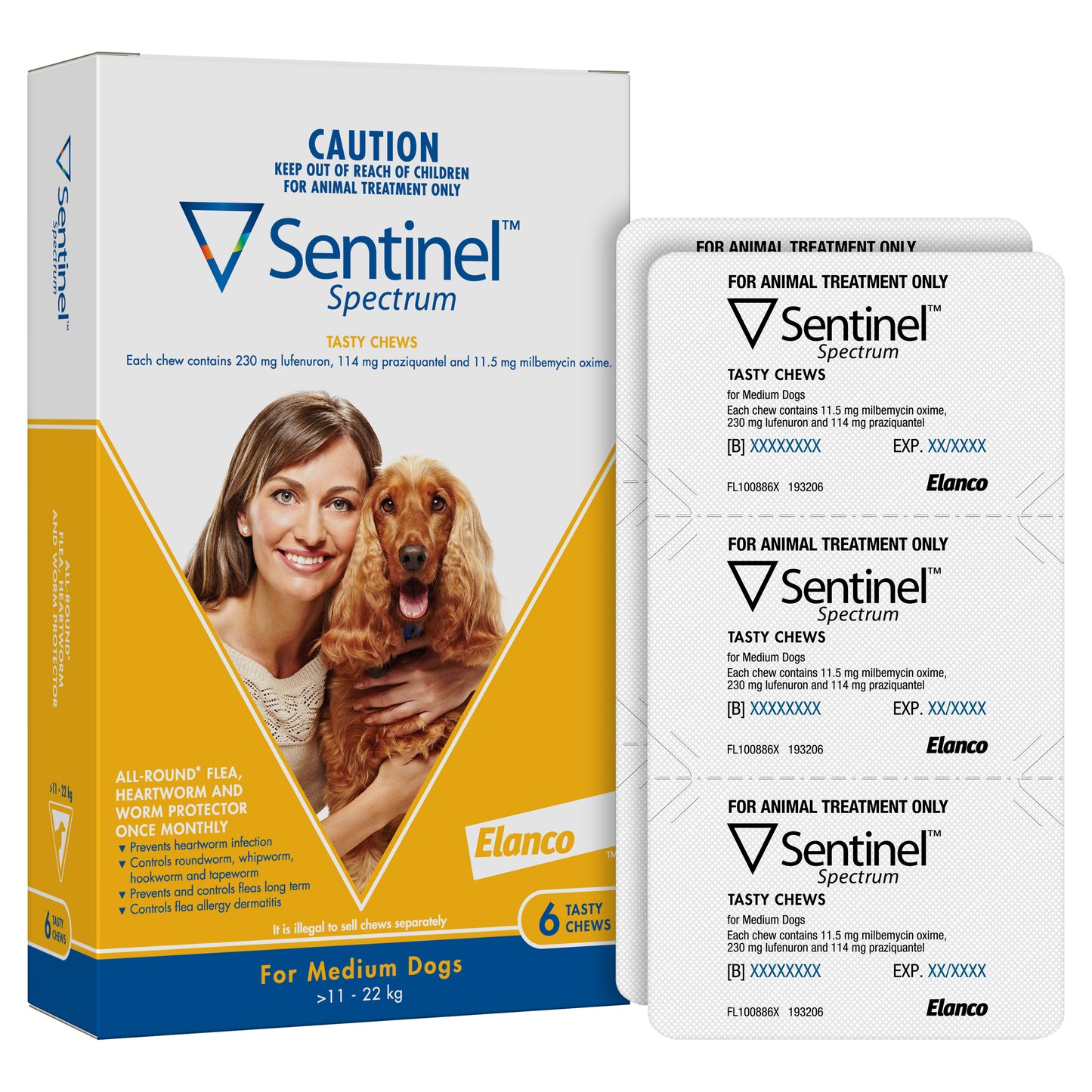 Sentinel Spectrum Chew for Dogs, 25.1-50 lbs, (Yellow)