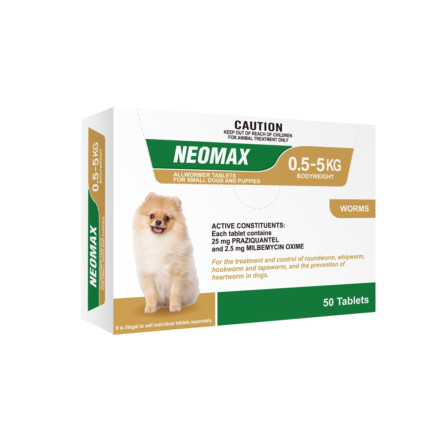 NEOMAX Allwormer for Small Dogs and Puppies 1.1 - 11lbs Brown 50pk