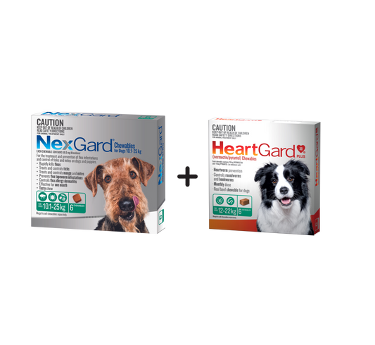 Nexgard Chewables and Heartgard Plus Bundle for Dogs, 25-60 lbs, (Green Bundle)