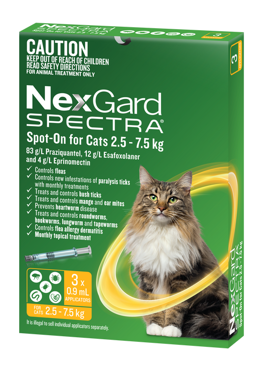 Nexgard Spectra for Cats 5.5-16.5 lbs (Yellow)
