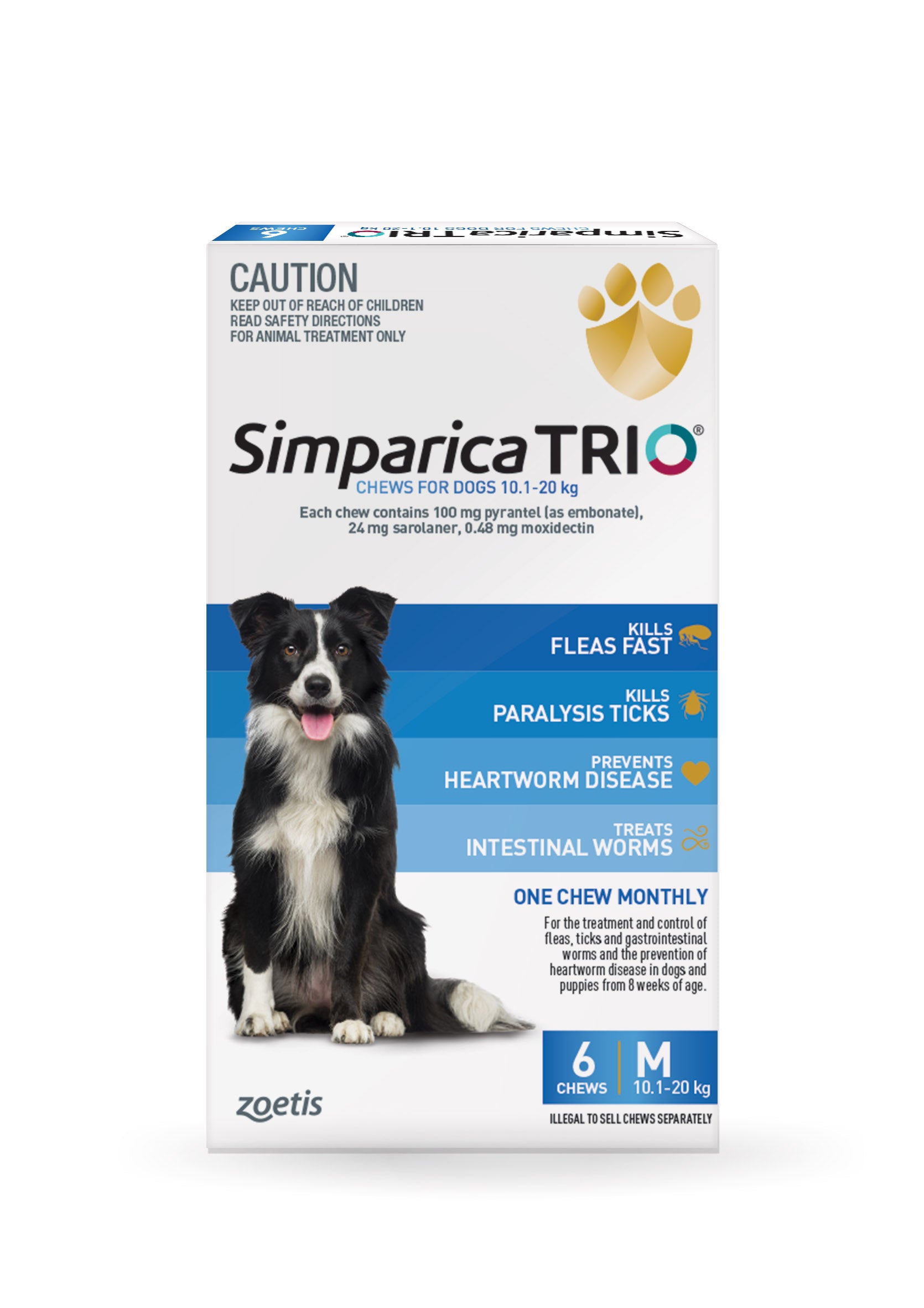 Simparica Trio Chewable Tablet for Dogs 22.1 44.0 lbs Blue Smartway Pet Supplies