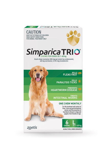 Simparica Trio Chewable Tablet for Dogs, 44.1-88 lbs, (Green)