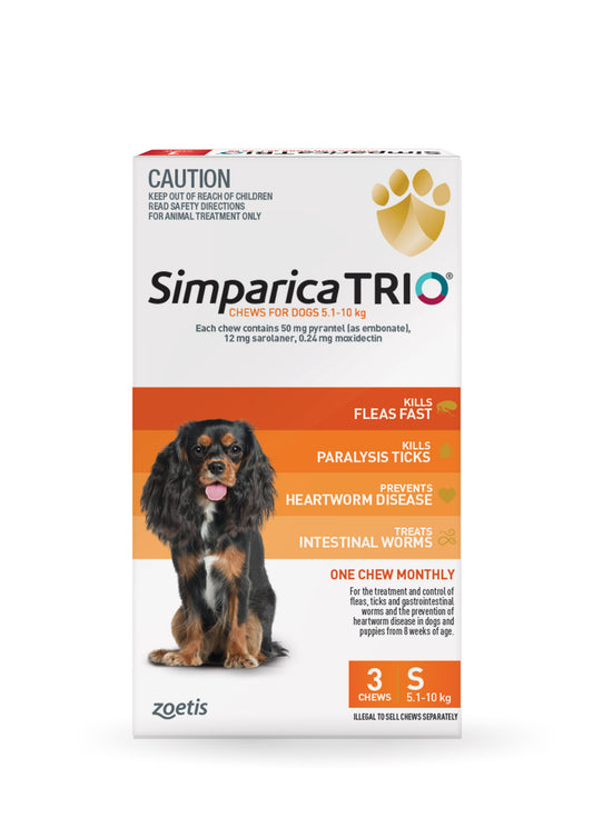 Simparica Trio Chewable Tablet for Dogs, 11.1-22.0 lbs, (Orange)