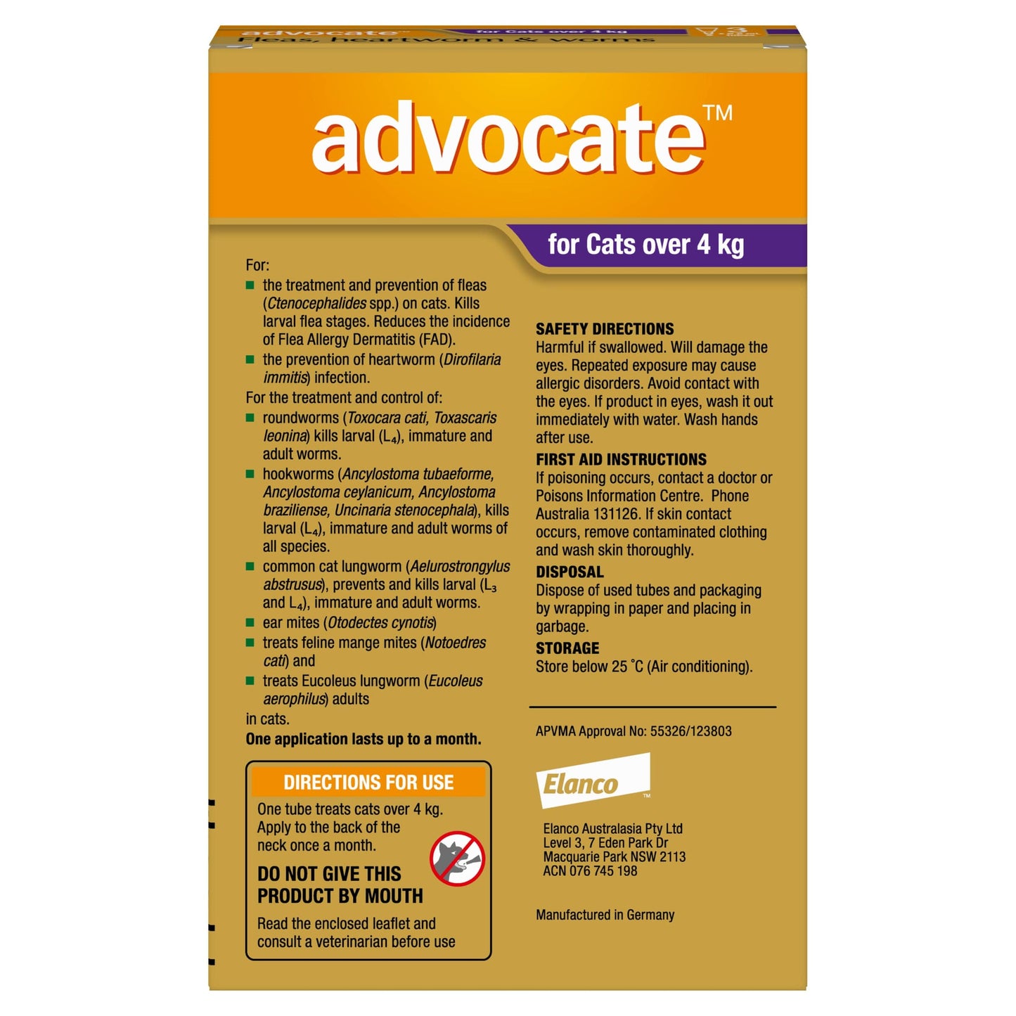 Advocate Cat Health Advocate™ Purple for Large Cats — over 4kg