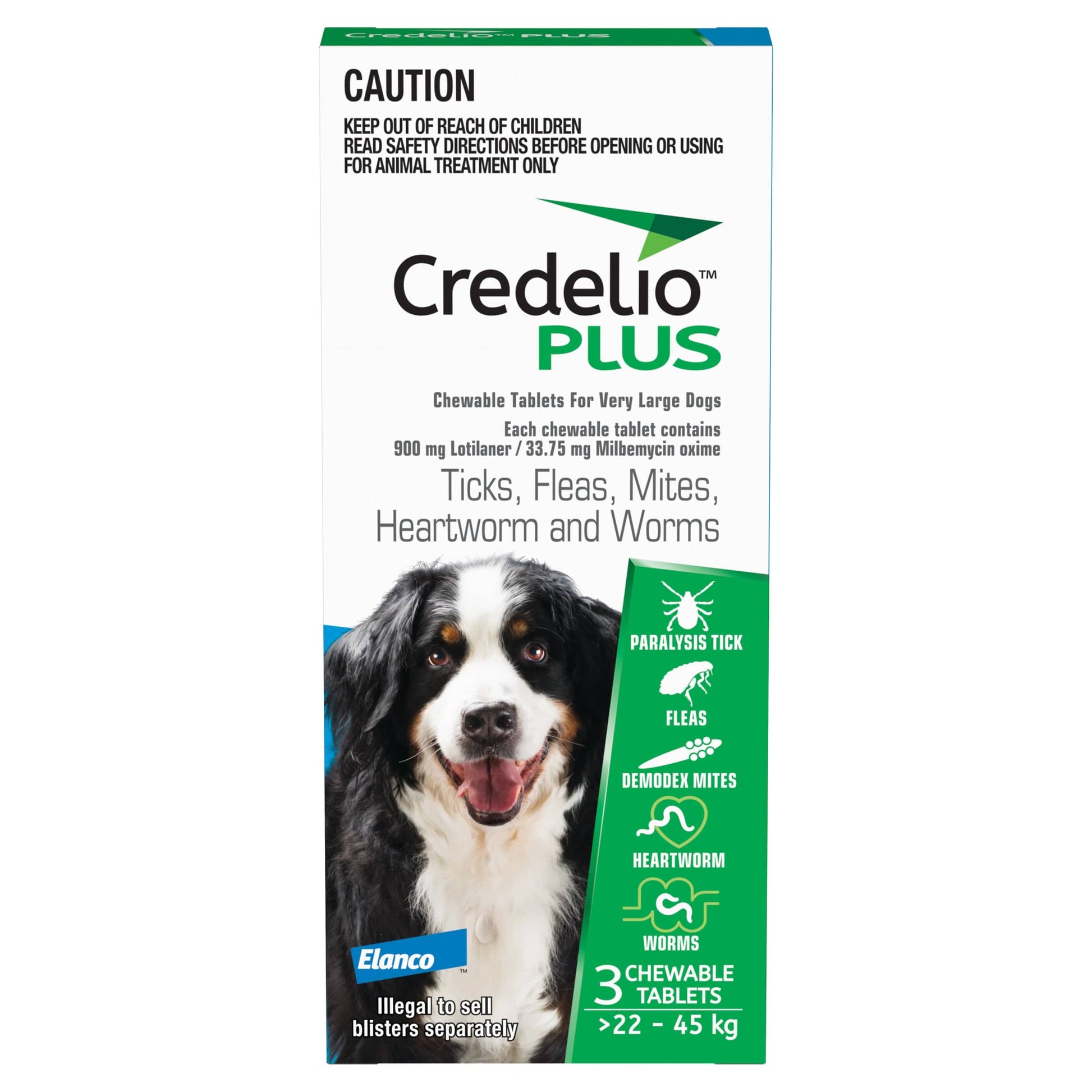 Credelio Dog Health 3pk Credelio™ PLUS Blue For Extra Large Dogs 22-45 kg