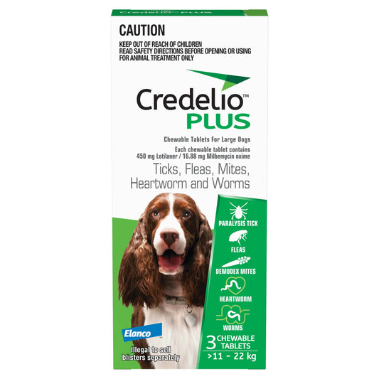 Credelio Dog Health 3pk Credelio™ PLUS  Green For Large Dogs 11-22 kg