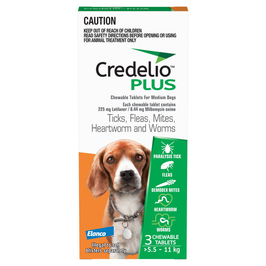 Credelio Dog Health 3pk Credelio™ PLUS Orange For Medium  Dogs 5.5-11 kg