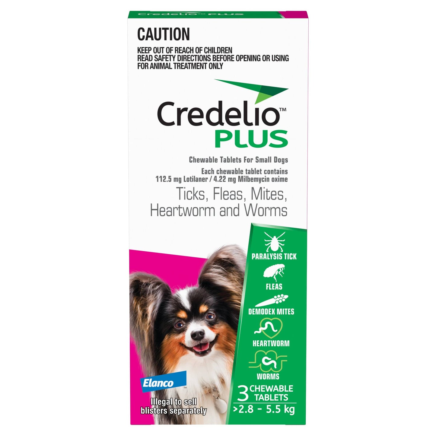 Credelio Dog Health 3pk Credelio™ PLUS Pink For Small Dogs 2.8-5.5 kg