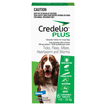 Credelio Plus Chews For Dogs 24.1-48lbs (Green)
