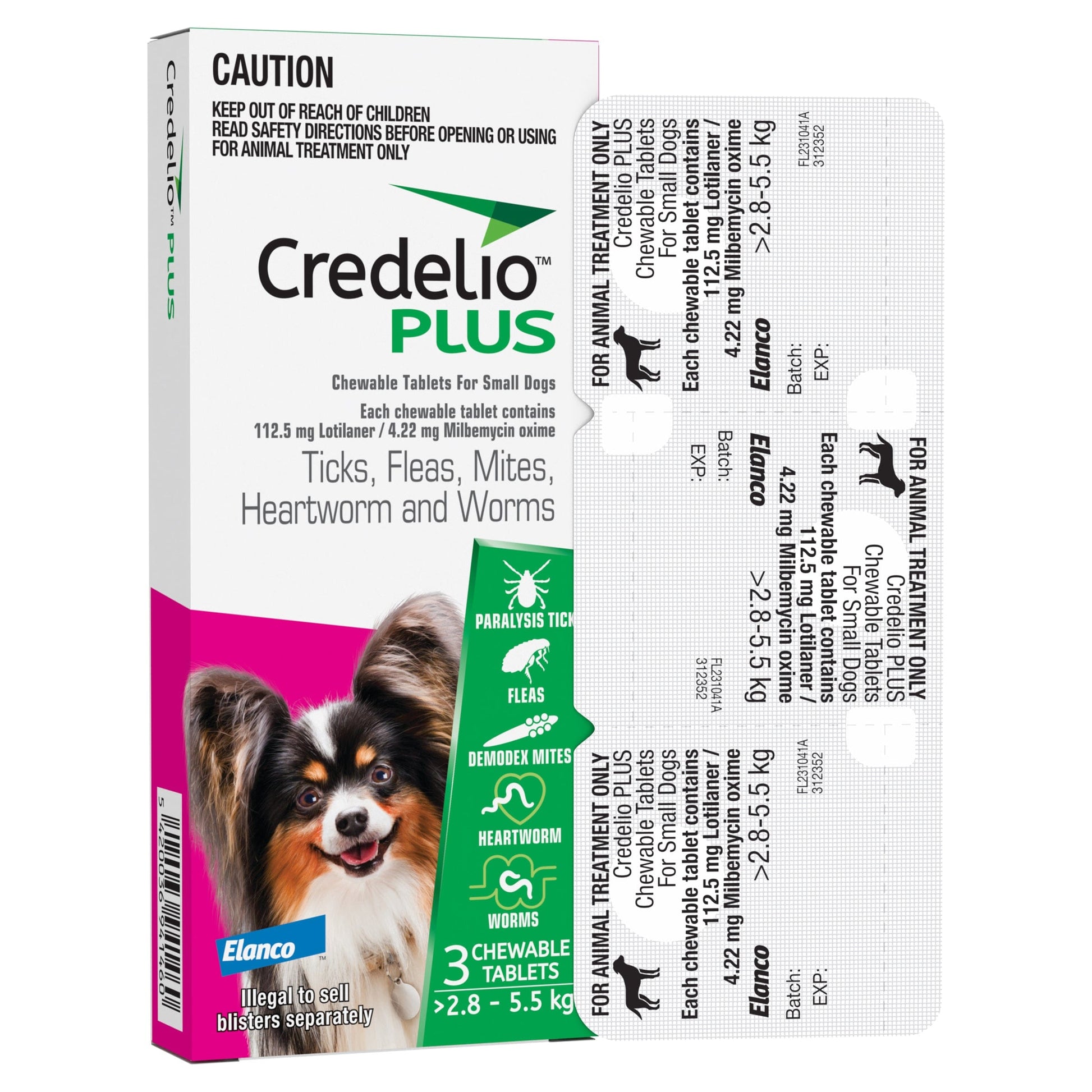 Credelio Dog Health Credelio™ PLUS Pink For Small Dogs 2.8-5.5 kg