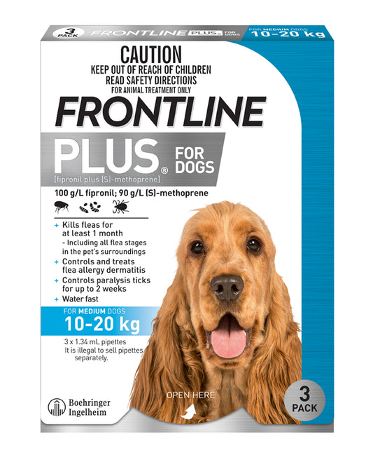 Frontline Plus Flea & Tick Treatment for Medium Dogs, 23-44 lbs (Blue)