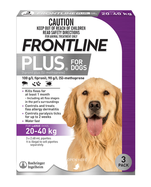 Frontline Plus Flea & Tick Treatment for Large Dogs, 45-88 lbs (Purple)