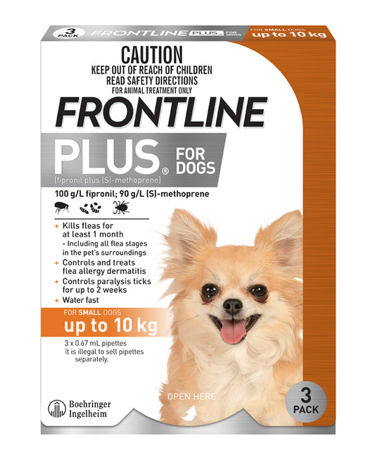 Frontline Plus Flea & Tick Treatment for Small Dogs, 5-22 lbs (Orange)
