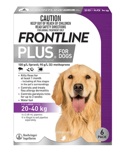 Frontline Plus Flea & Tick Treatment for Large Dogs, 45-88 lbs (Purple)