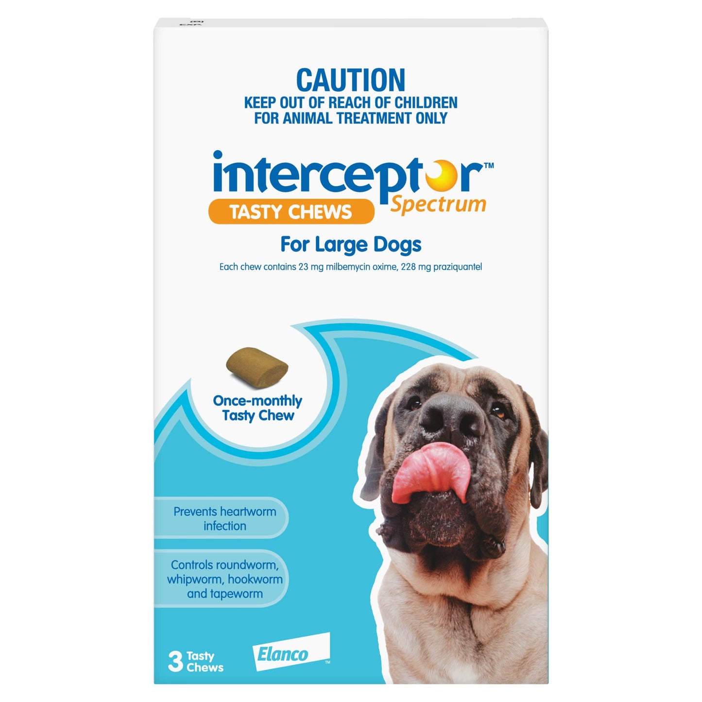 INTERCEPTOR Dog Health 3pk Interceptor™ Spectrum Blue Tasty Chews for Large Dogs 22 - 45kg