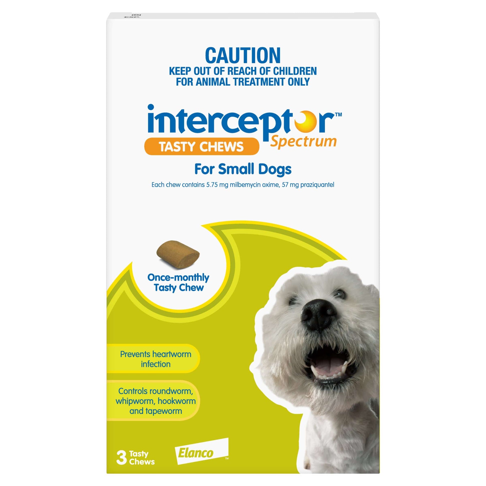 INTERCEPTOR Dog Health 3pk Interceptor™ Spectrum Green Tasty Chews for Small Dogs 4 - 11kg