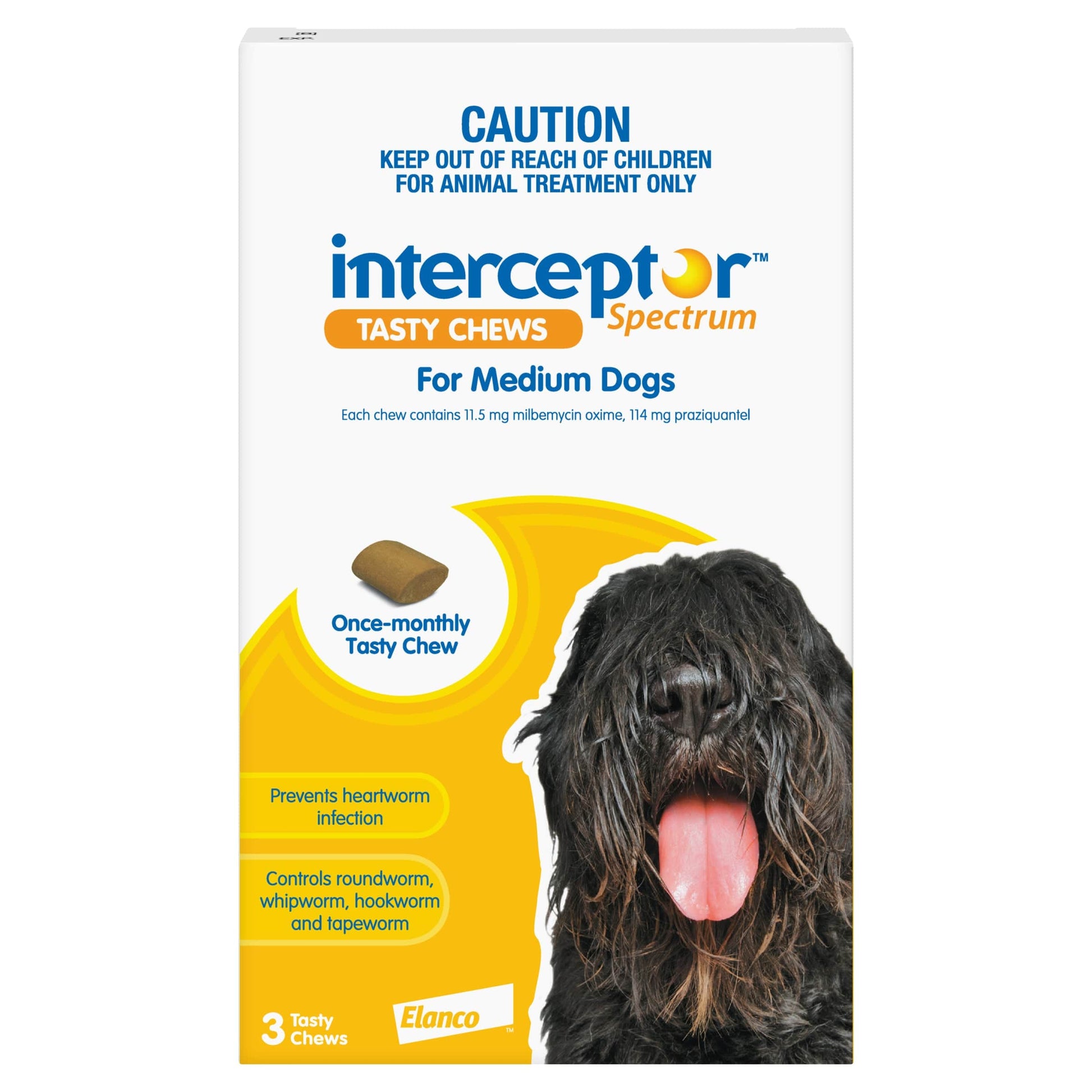 INTERCEPTOR Dog Health 3pk Interceptor™ Spectrum Orange Tasty Chews for Medium Dogs 11 - 22kg