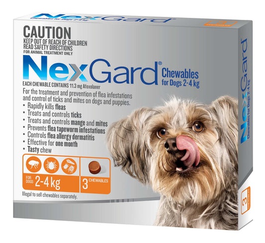 NexGard Chewables for Dogs, 4-10 lbs, (Orange)