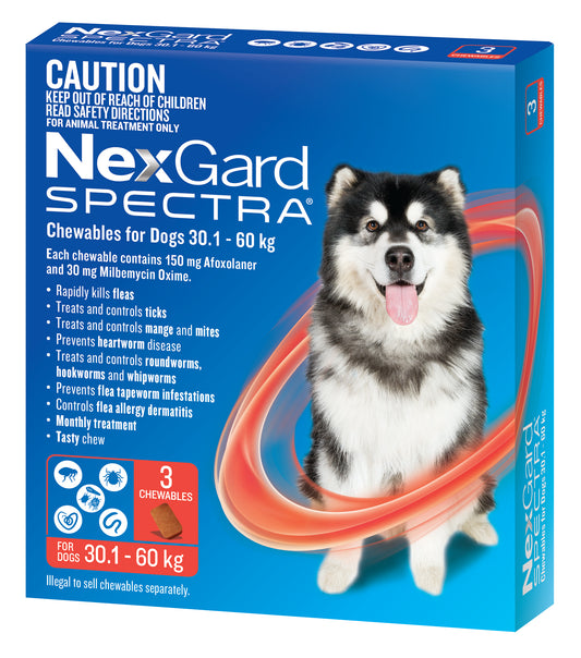 NexGard Spectra for Dogs, 66.1-132 lbs. (Red)