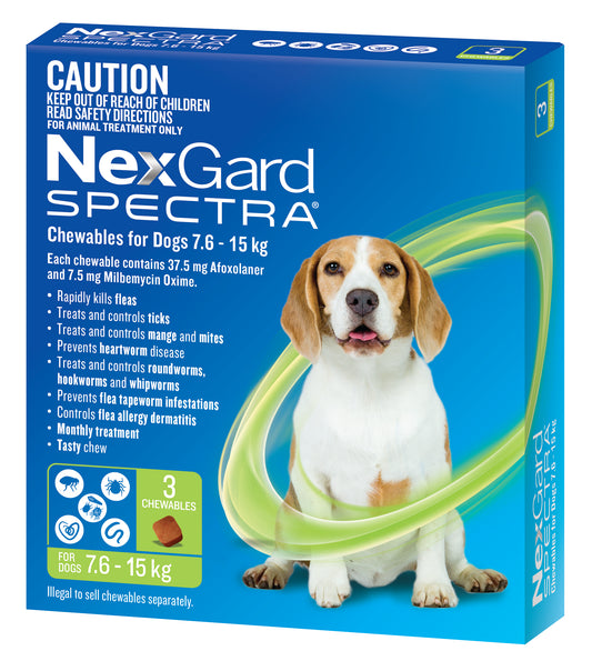 NexGard Spectra for Dogs, 17.1-33 lbs. (Green)