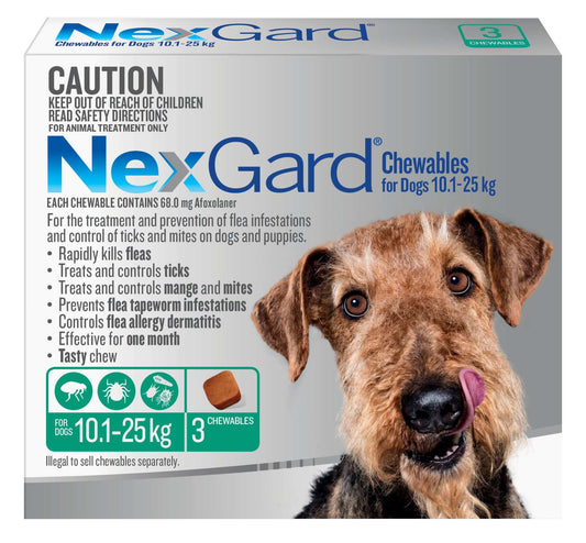 NexGard Chewables for Dogs, 24.1-60 lbs, (Green)