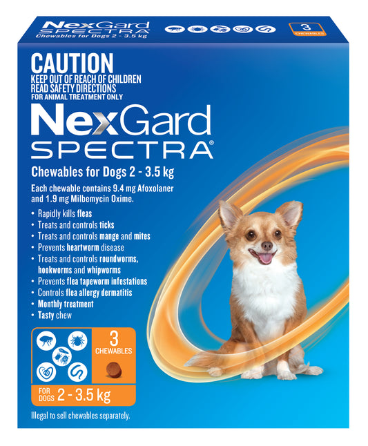 NexGard Spectra for Dogs 4.4 - 7.7lbs (Orange)