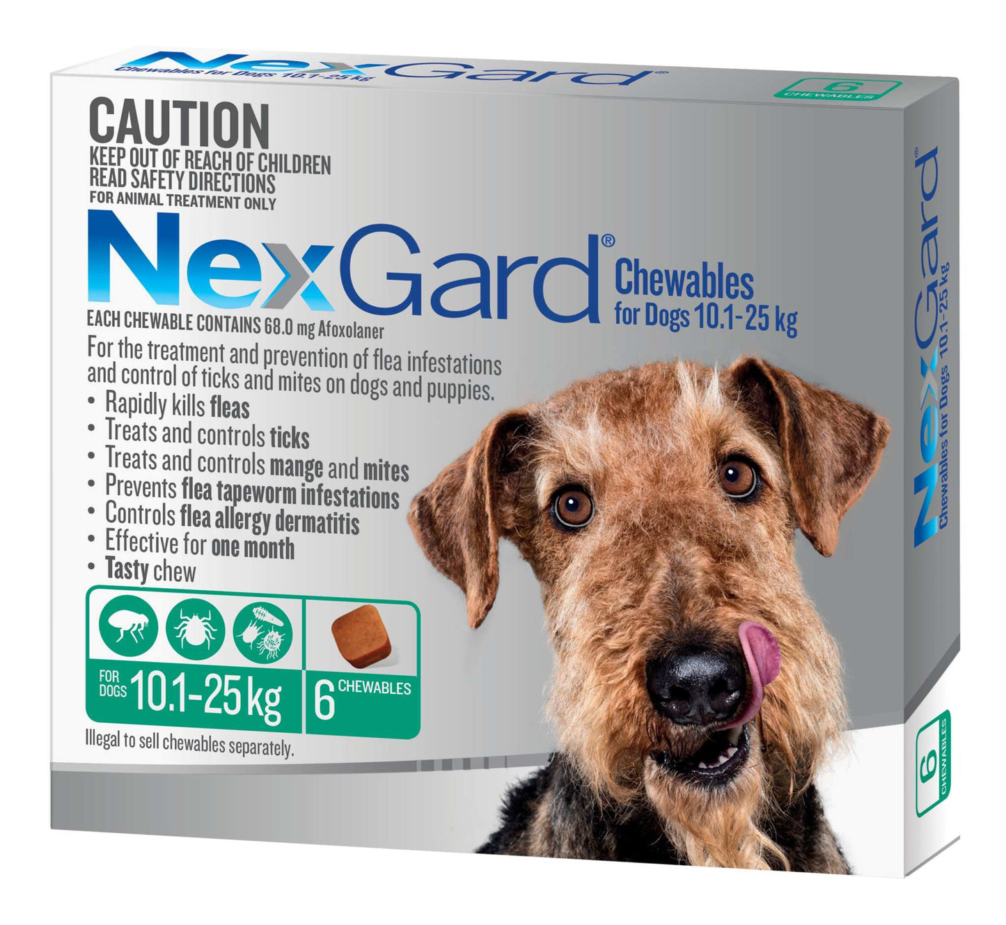 NexGard Chewables for Dogs, 24.1-60 lbs, (Green)