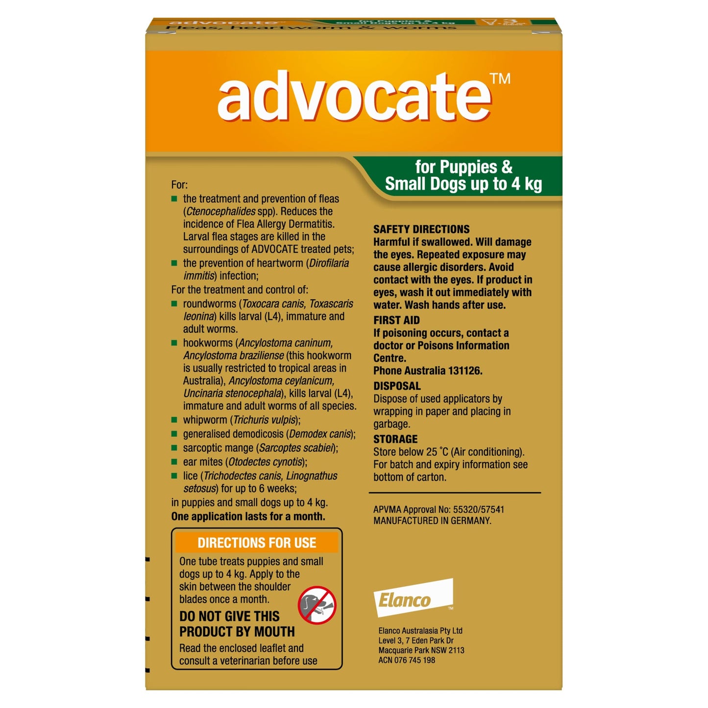Advocate Dog Health Advocate™ Green for Puppies & Small Dogs — 0-4kg